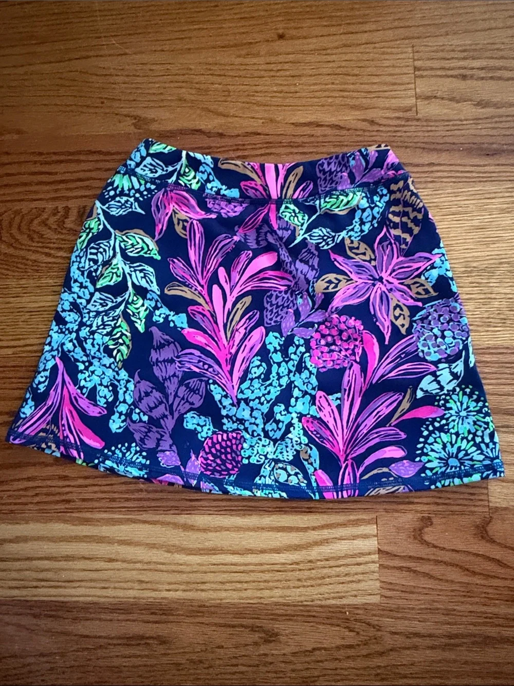 Lilly Pulitzer Navy Floral Skort with Pink, Turquoise & Purple Print